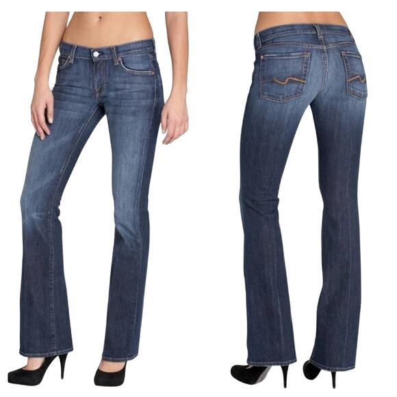 7 For All Mankind Flare Medium Wash Boot Cut Jeans Size 29 - 32 x 31 - Picture 1 of 8